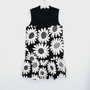 Victoria Beckham Target Daisy Drop Waist Dress S Black White Button Scalloped